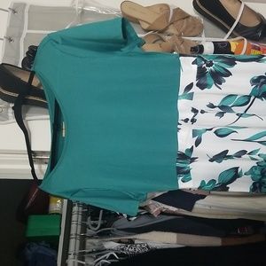 Teal n white dress size 1xl